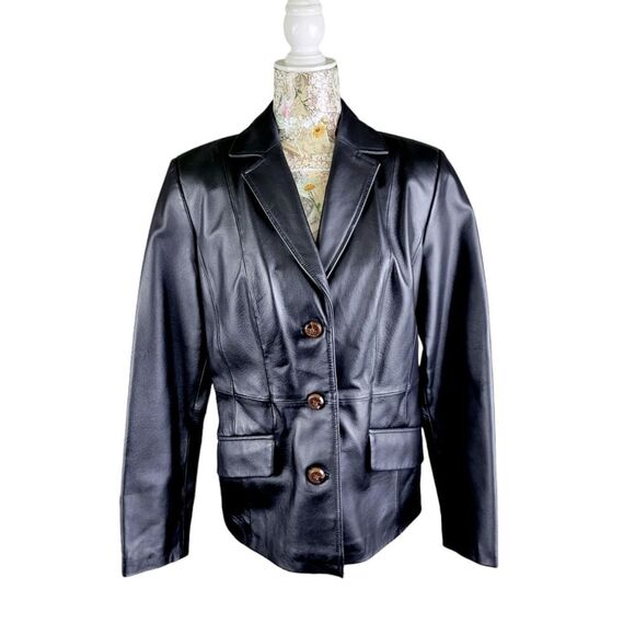 Terry Lewis Classic Luxuries Stunning Black Leather Coat Jacket EXCELLENT - Picture 11 of 11